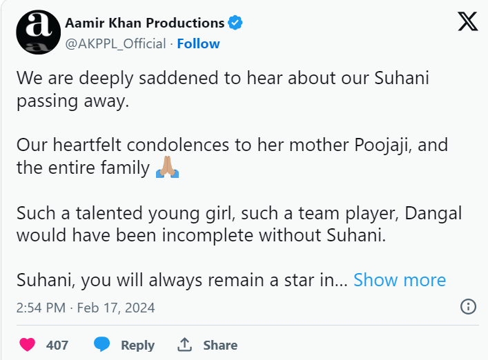 Suhani Bhatnagar: A Star Gone Too Soon